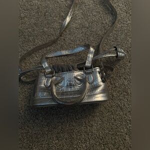 Silver mini shoulder bag